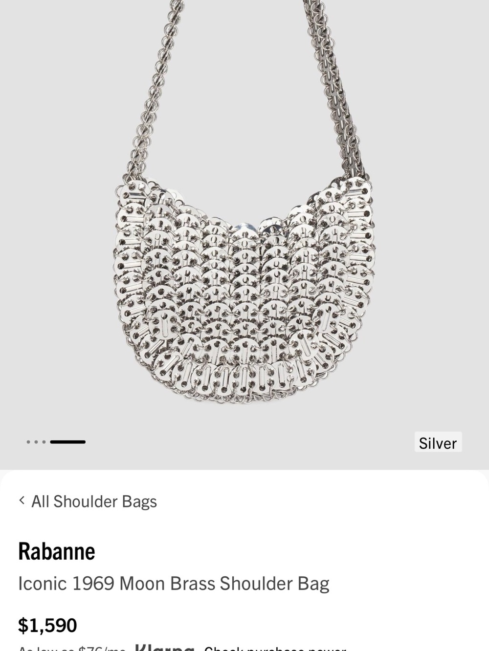 Paco Rabanne Silver Sculptural Moon Shoulder Bag